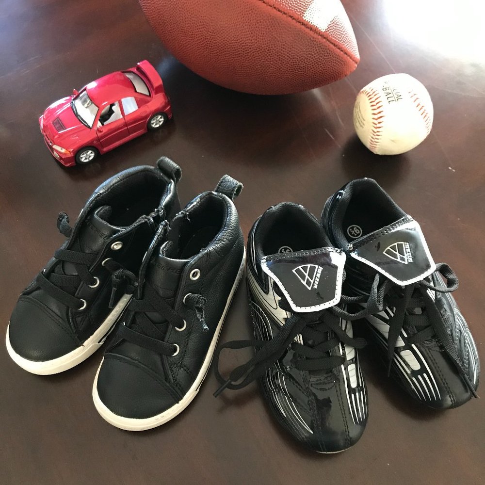Boys size 9 Black Hi Top and Black 9.5 Cleat Bundle